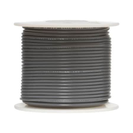 REMINGTON INDUSTRIES 18 AWG Gauge Solid Hook Up Wire, 100 ft Length, Gray, 0.0403" Diameter, UL1007, 300 Volts 18UL1007SLDGRA